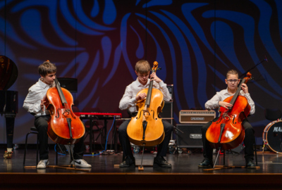 Tres Muchachos mit Michael Kalb, Paul Schnell und Aurel Pohn (vlnr), 1. Preis Ensemble AG II Tres Muchachos mit Michael Kalb, Paul Schnell und Aurel Pohn (vlnr), 1. Preis Ensemble AG II